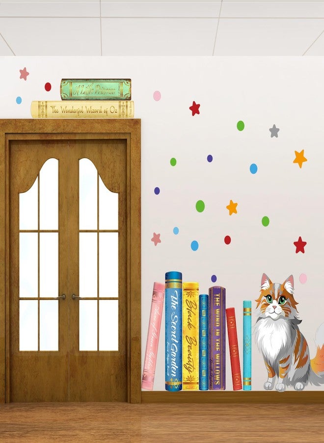 Cinrobiye Cats Reading Wall Decals Stickers,Neutral Nursery Decorations Study Classroom Bedroom Art, Reading Corner School Toddler Kids Room Wallpaper Livingroom Home Decor Gifts - Image 4